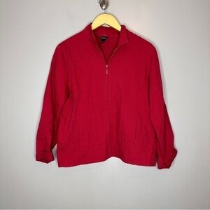 Eileen Fisher Red Full Zip Cotton Jacket